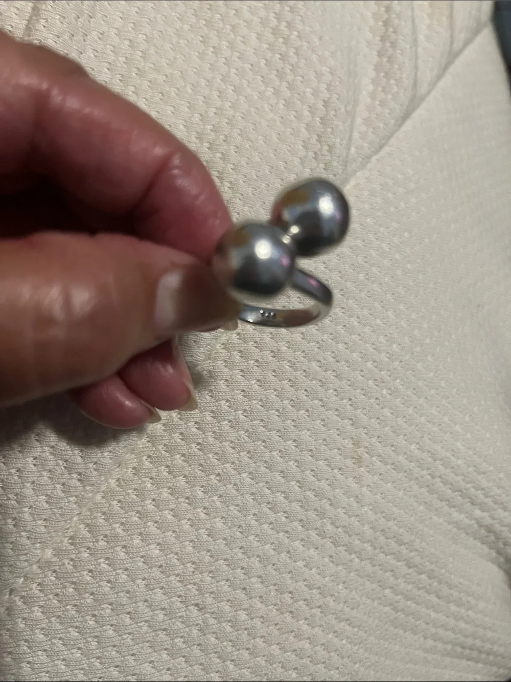 Modern Double Orb Silver Statement Ring